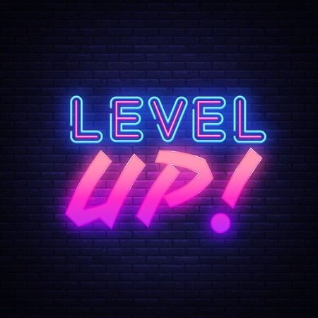 450x450 Level Up Neon Sign Vector Gaming Design Template Neon Sign, Light