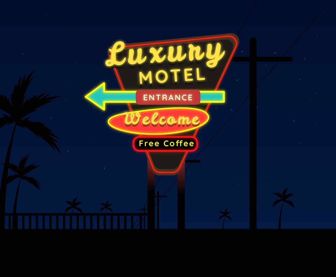 1136x936 Motel Neon Sign Vector Art Graphics