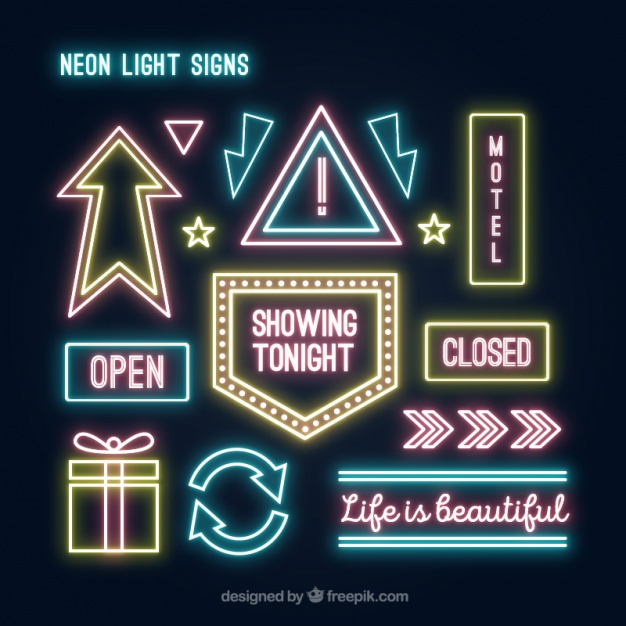 626x626 Neon Light Collection Vector Free Download