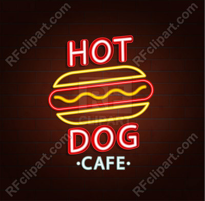 400x392 Neon Sign Of Hot Dog Cafe Vector Image Of Food And Beverages