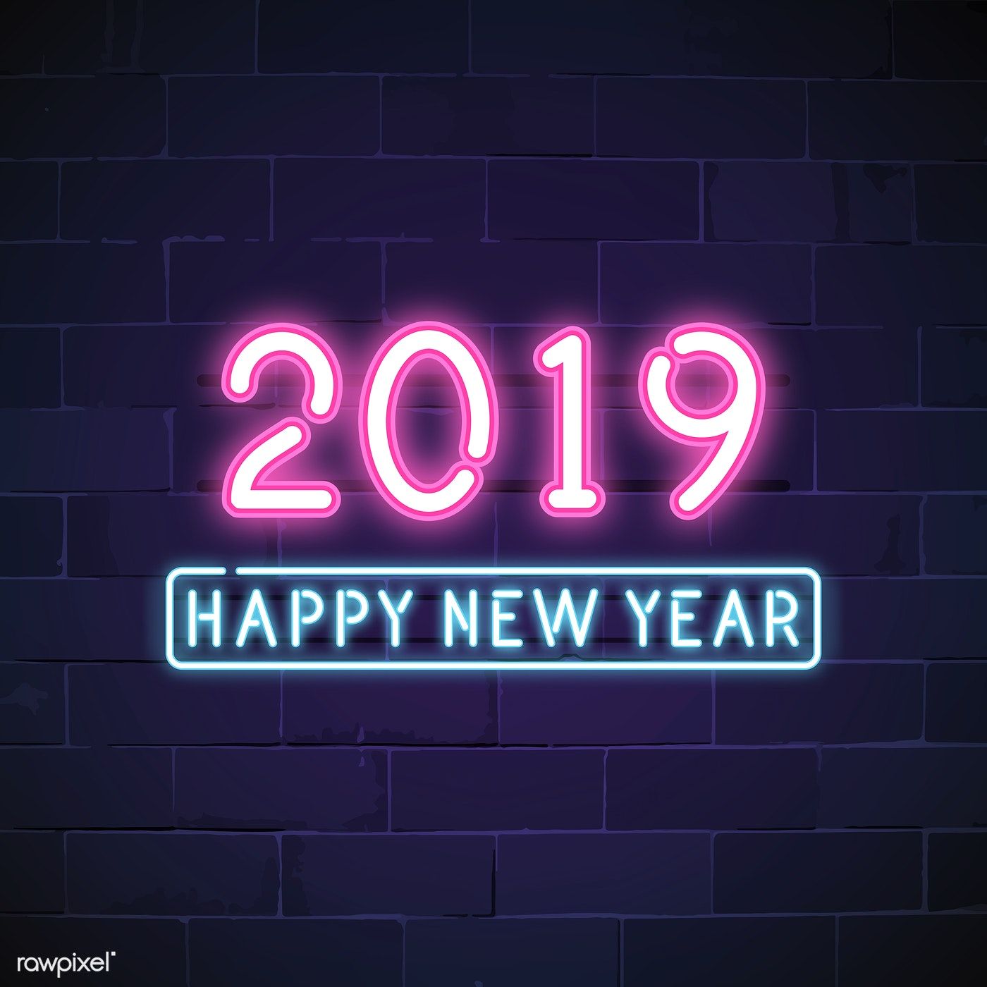 1400x1400 Pink Happy New Year Neon Sign Vector Free Image