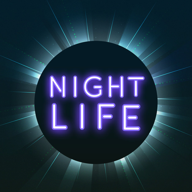 626x626 Purple Nightlife Neon Sign Vector