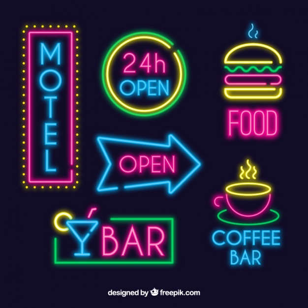 626x626 Set Of Bright Neon Signs Vector Free Download