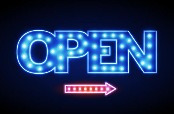 594x390 Neon Open Sign Vector Material Free Download