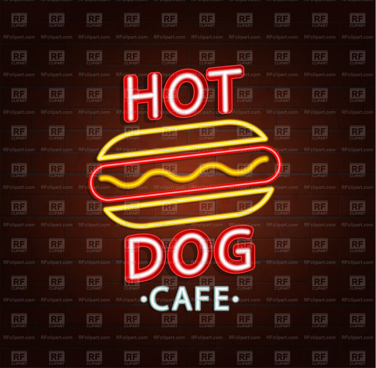 1200x1176 Neon Sign Of Hot Dog Cafe Vector Image Of Food And Beverages