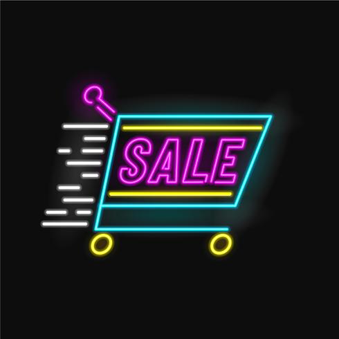 490x490 Sale Trolley Neon Vector