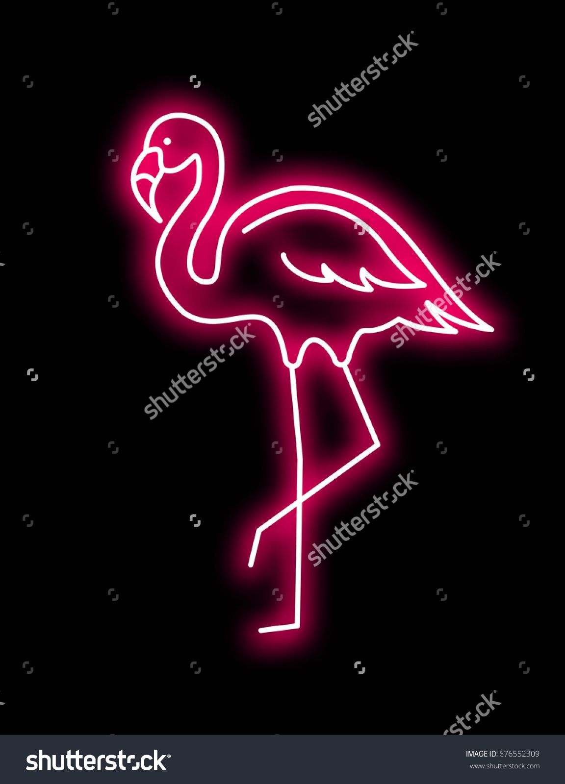 1152x1600 Flamingo, Neon, Vector, Background, Design, Light, Illustration