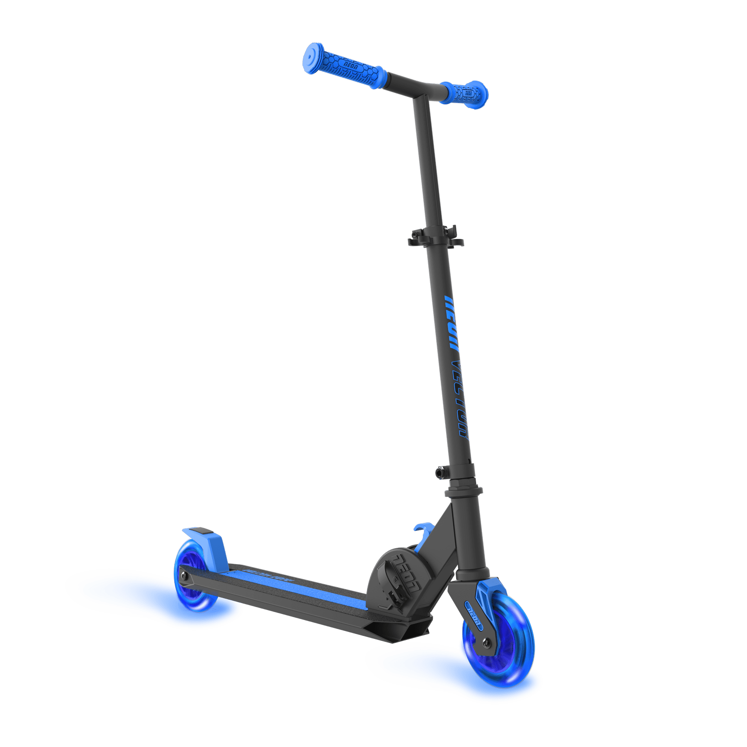 1500x1500 Neon Vybe Kick Scooter Vector Blue For Kids, Foldable With Led
