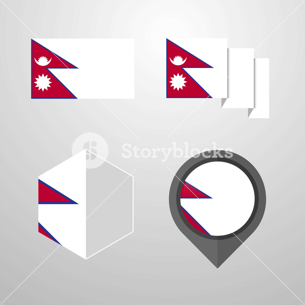 1000x1000 Nepal Flag Design Set Vector Royalty Free Stock Image
