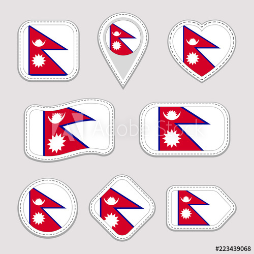 500x500 Nepal Flag Vector Set Nepalese Flags Stickers Collection