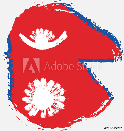 474x500 Nepal Circle Flag Vector Hand Painted With Rounded Brush