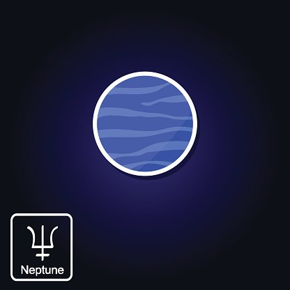 416x416 Stock Vector Icons With Neptune And Astrology Symbol Of Planet
