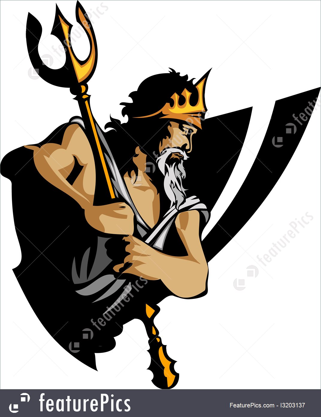 1071x1391 Neptune Mascot With Trident And Crown Graphic Vector