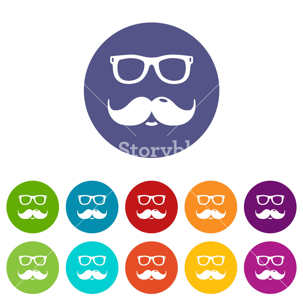 1000x1000 Nerd Glasses Mustaches Icons Color Set Vector For Any Web Design