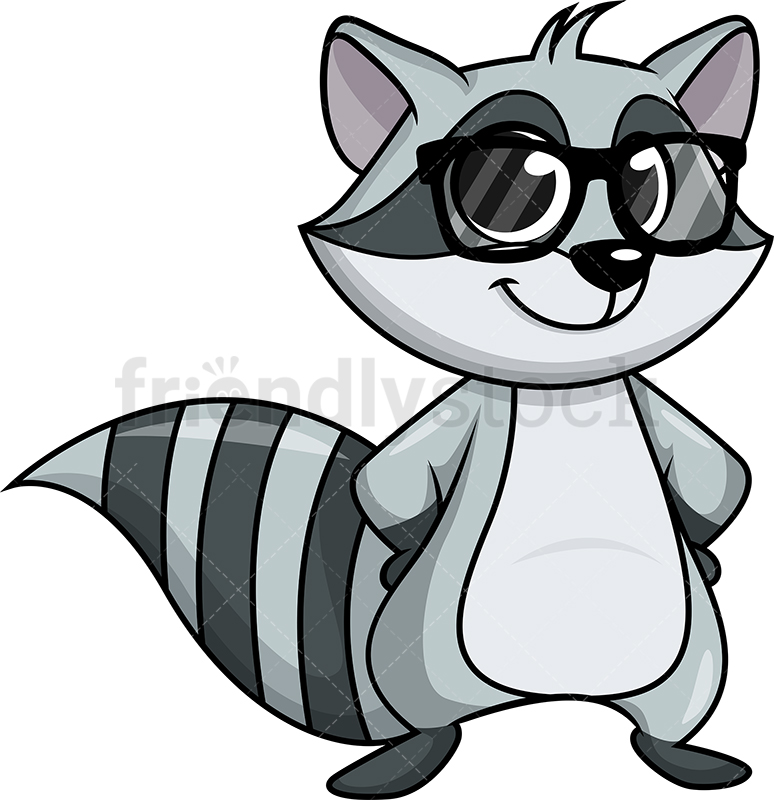 774x800 Raccoon With Glasses Cartoon Clipart Vector