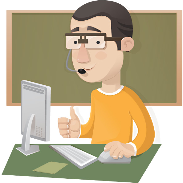 594x594 Nerd Vector Character With A Computer