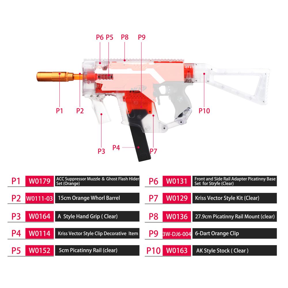 1000x1000 Worker Mod Kriss Vector Imitation Clear Kits Combo For Nerf Stryfe