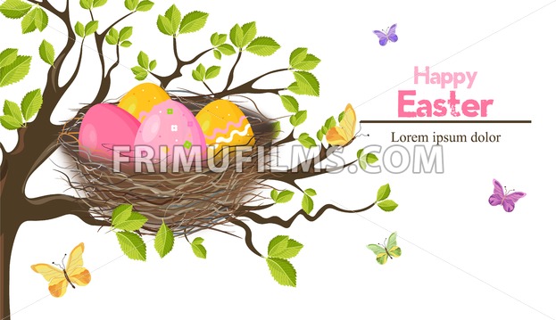 623x359 Easter Holiday Card With Eggs Nest Vector Spring Theme Frimufilms