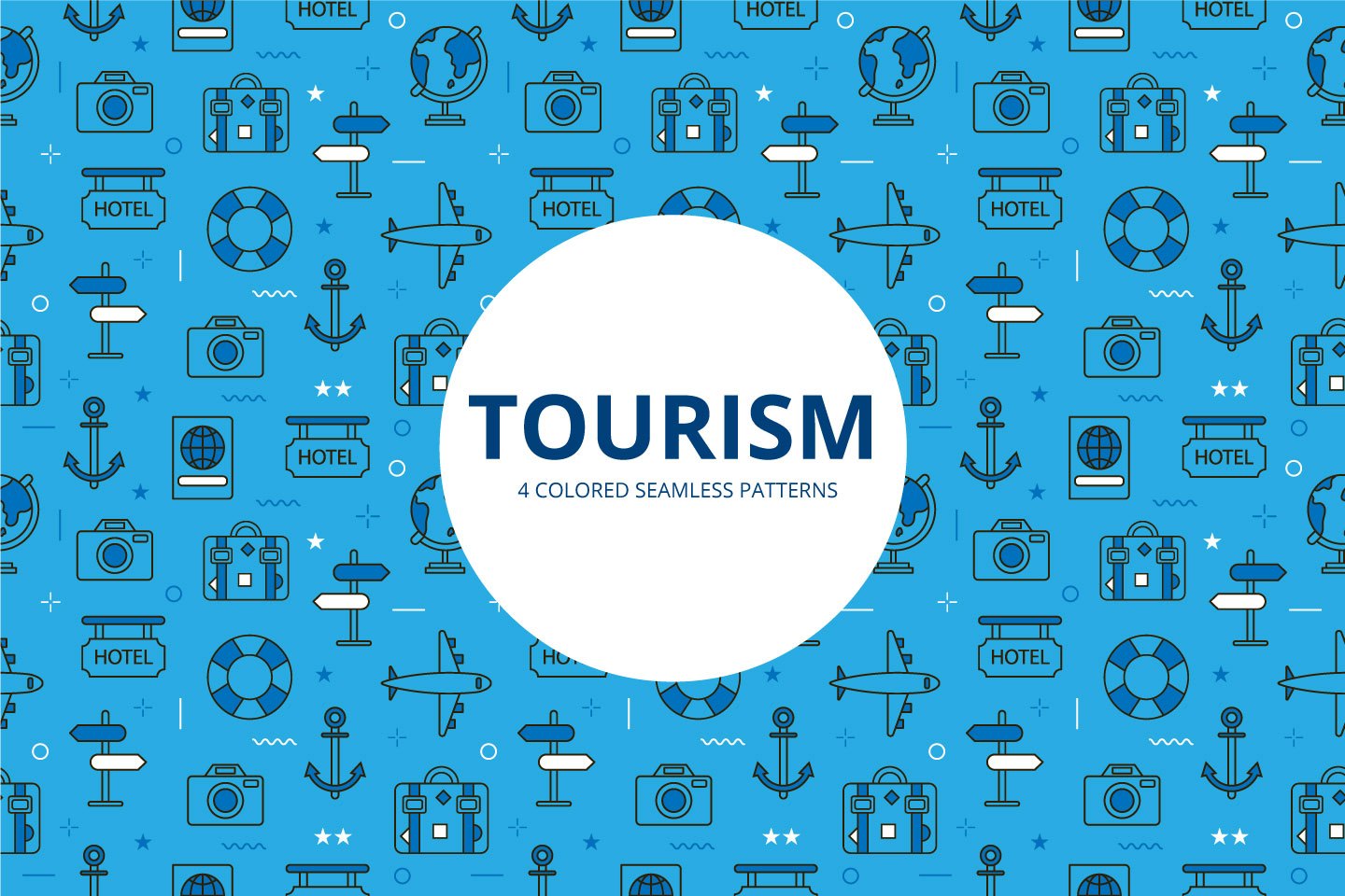 1440x960 Tourism Vector Free Seamless Pattern