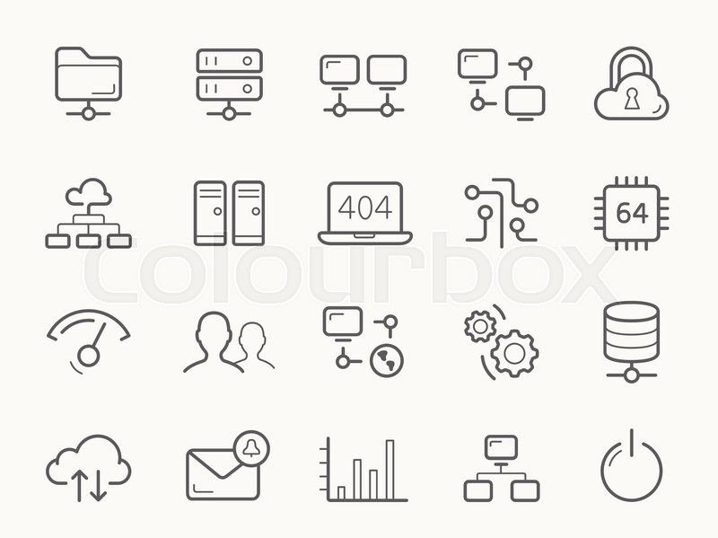 800x599 Network Hosting And Servers Line Stroke Vector Icons Computer
