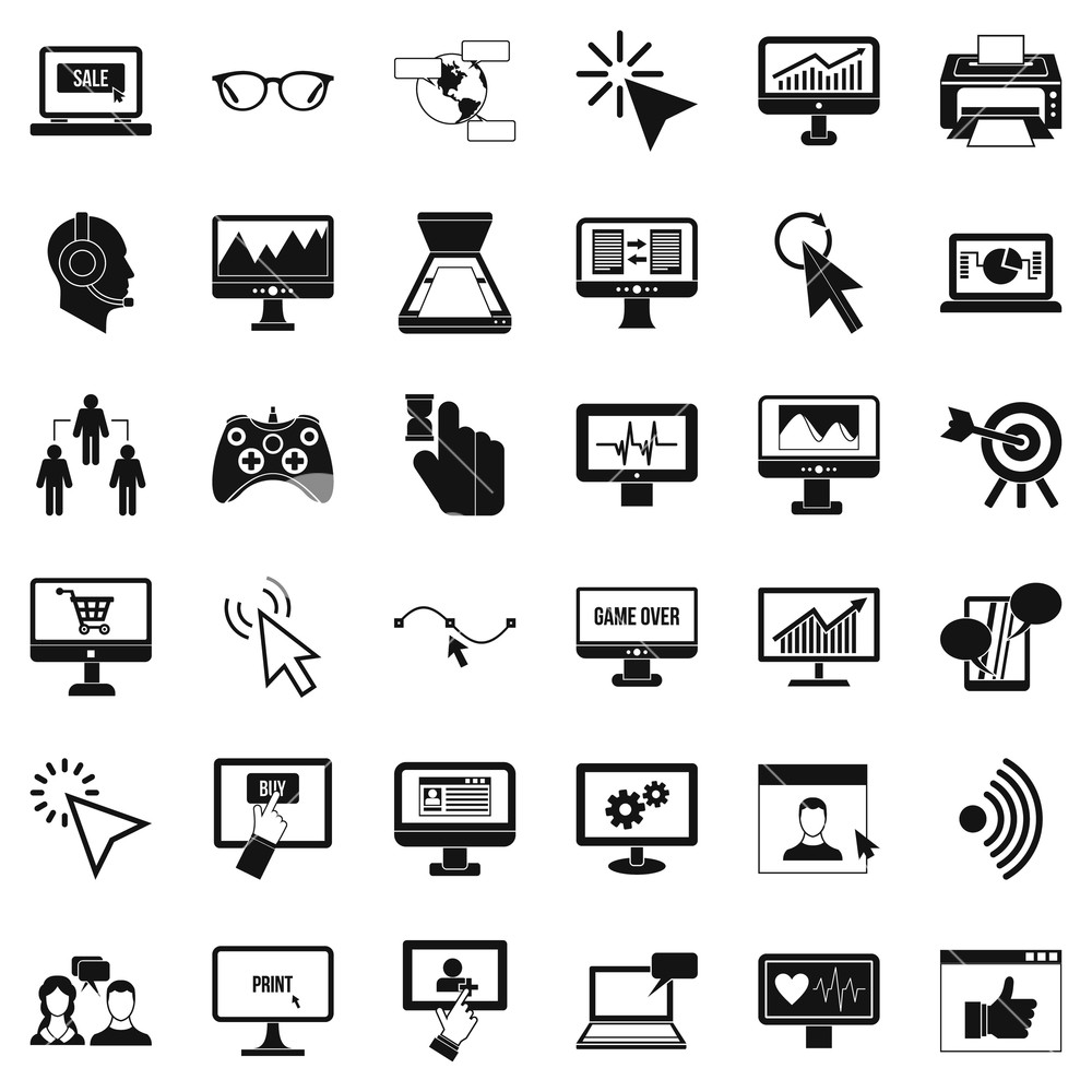 1000x1000 Computer Network Icons Set Simple Style Of Computer Network