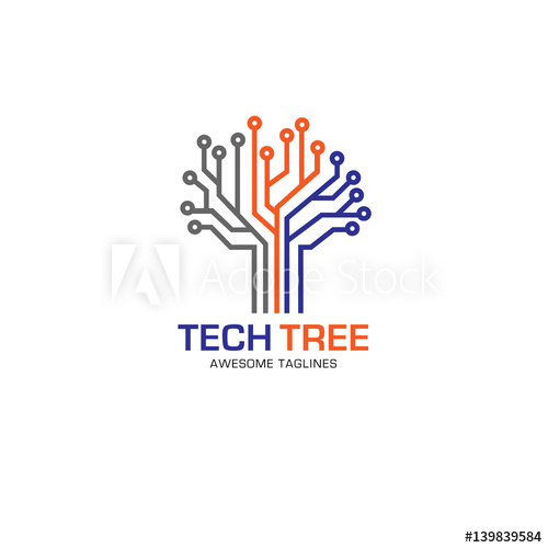 500x500 Tech Tree Logo Concept Vector Logo Concept Illustration Green