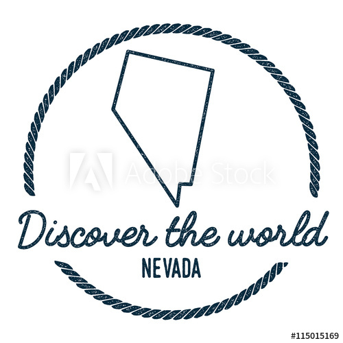 500x500 Nevada Map Outline Vintage Discover The World Rubber Stamp