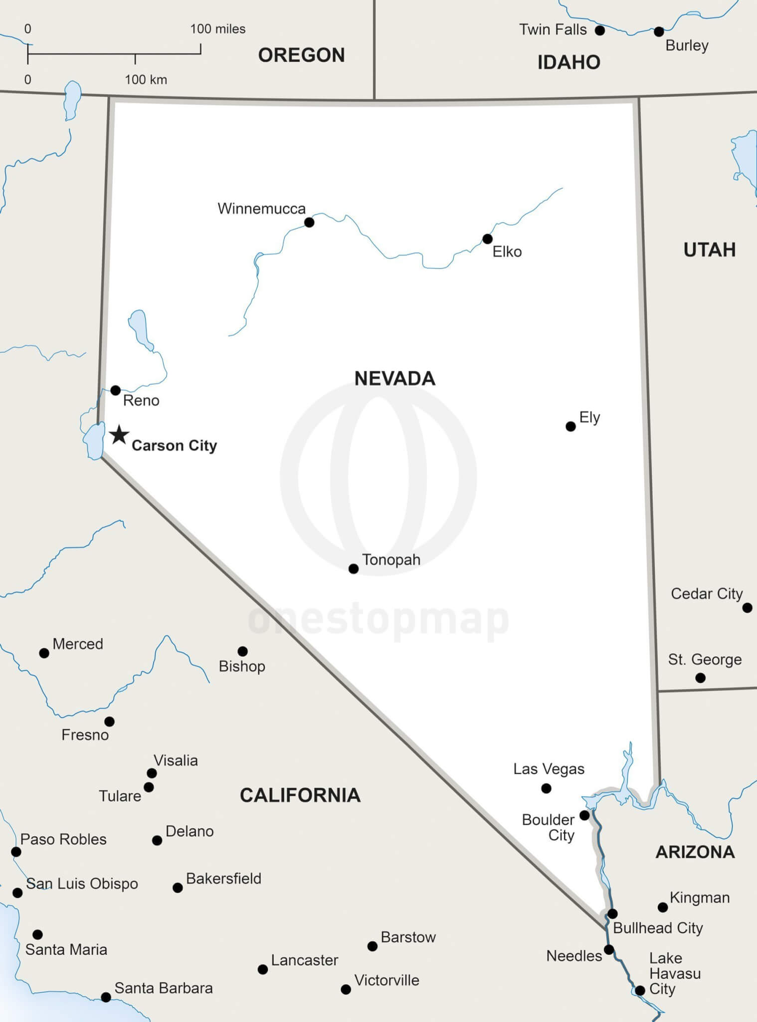 1518x2048 Vector Map Of Nevada Political One Stop Map