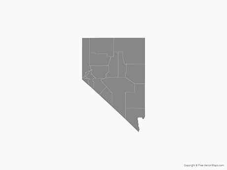 460x345 Vector Map Of Nevada With Counties