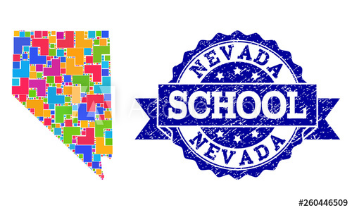 500x298 Mosaic Map Of Nevada State And Distress School Seal Collage