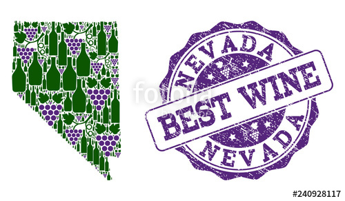 500x292 Vector Collage Of Grape Wine Map Of Nevada State And Grunge Seal