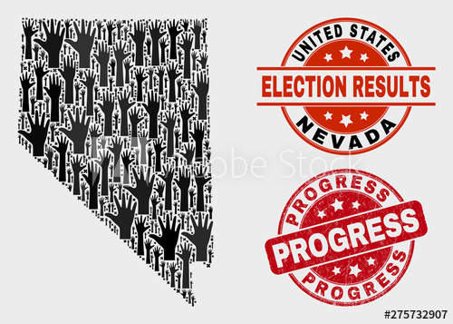 500x357 Vote Nevada State Map And Seals Red Round Progress Grunge Seal