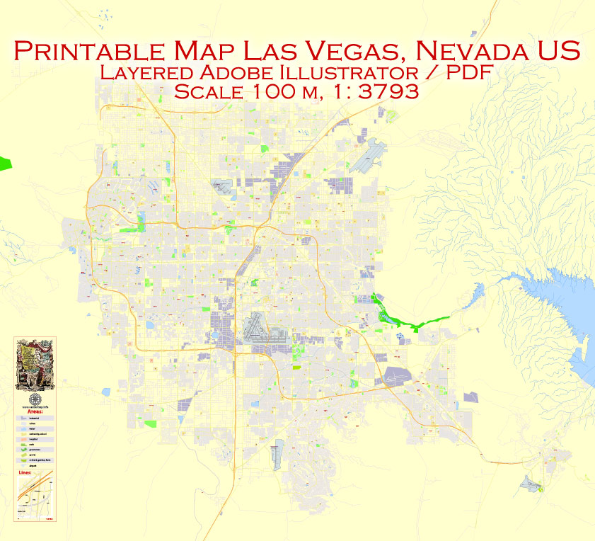 841x764 Map Las Vegas Adobe Illustrator City Plan Printable Editable Vector