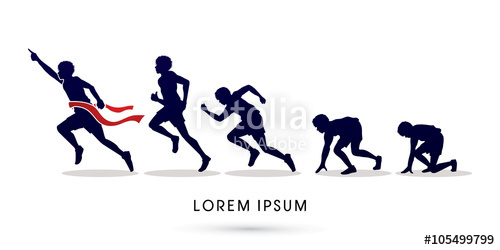 500x250 Running Step, Never Give Up Graphic Vector Stock Image