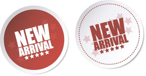 500x260 New Arrival Sticker Design Vector Free Download