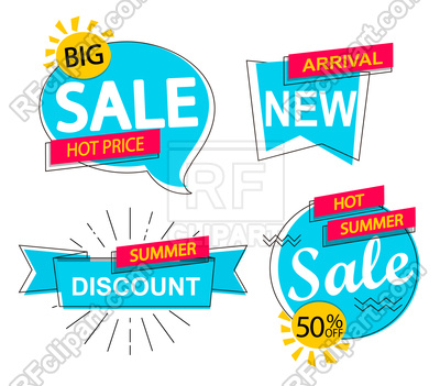 400x351 Set Of Modern Sale, Discounts And New Arrivals Labels Vector Image