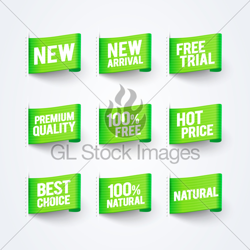 500x500 Vector Illustration New Arrival, Free, Natural, Prem Gl