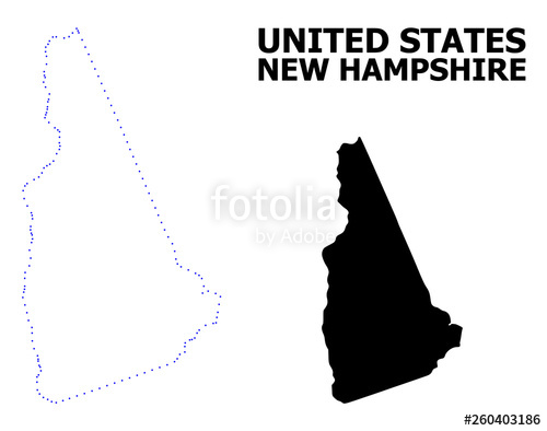 500x394 Vector Contour Dotted Map Of New Hampshire State With Caption