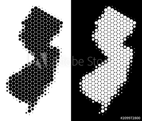 Pixel Halftone New Jersey State Map Vector Geographic Scheme 500x426 Pixel Halftone New Jersey State Map Vector Geographic Scheme