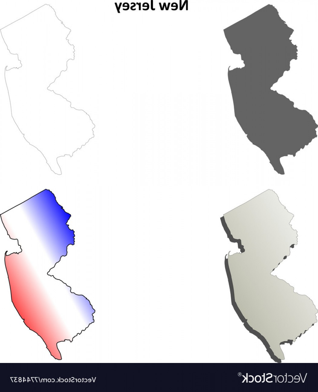 1052x1296 New Jersey Outline Map Set Vector Geekchicpro