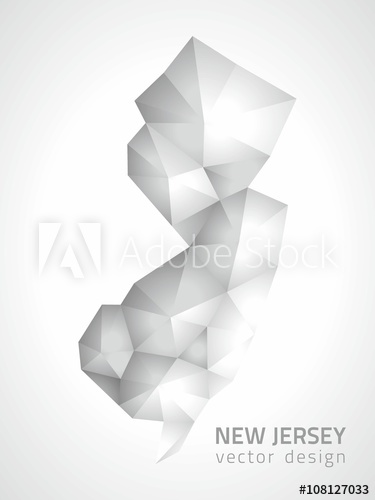 375x500 New Jersey Outline Polygonal Silver Vector Map