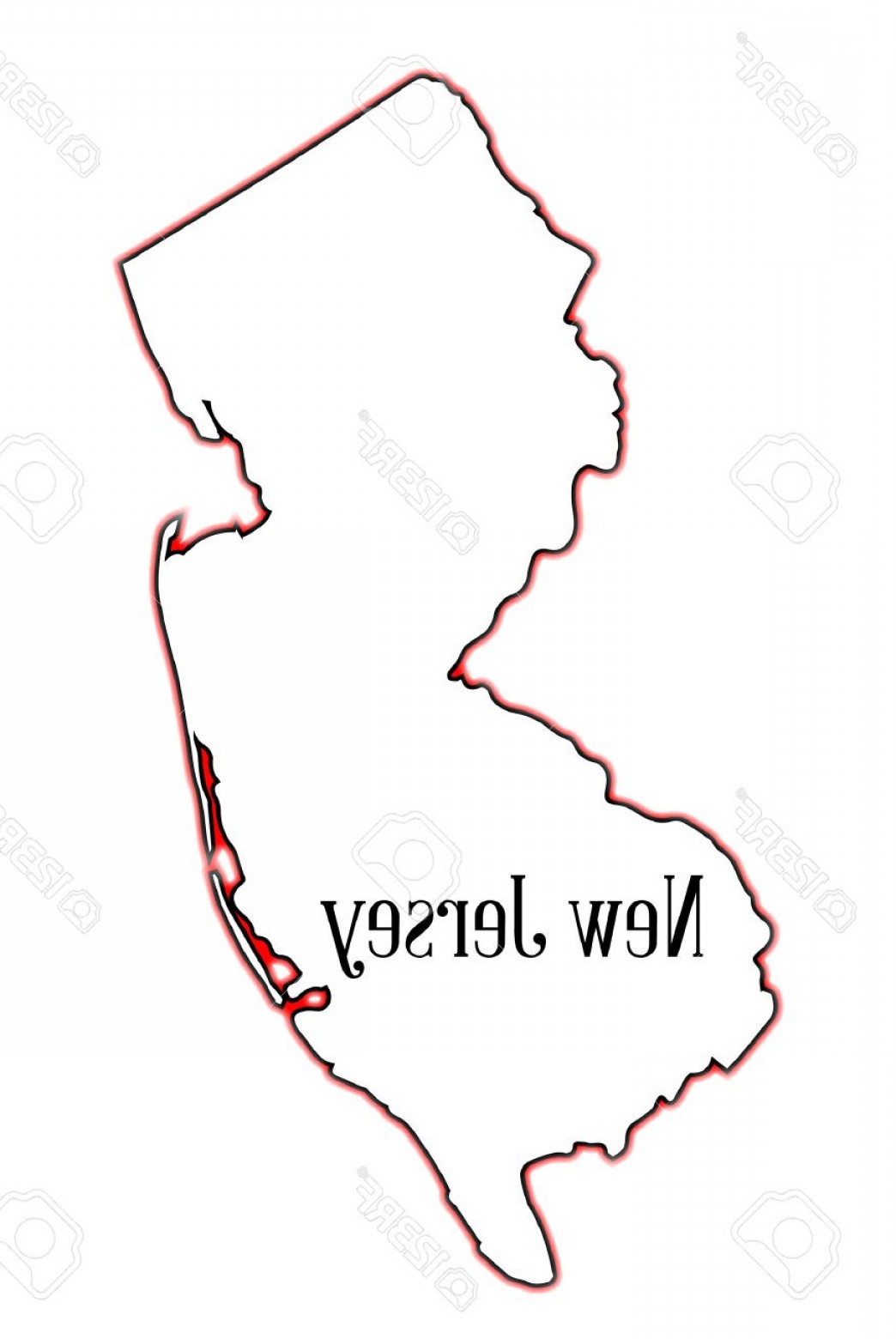 1044x1560 Photostock Vector Outline Map Of The State Of New Jersey Over