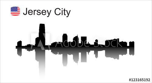 500x274 Jersey City New Jersey Skyline Silhouette Vector Illustration