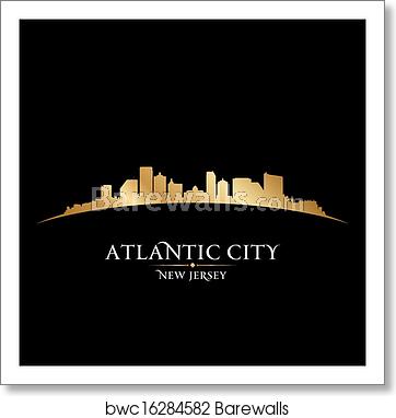 Atlantic City New Jersey Skyline Silhouette Black Background Art 362x382 Atlantic City New Jersey Skyline Silhouette Black Background Art