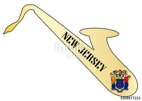 Saxophone Silhouette With New Jersey Flag Icons Stock Image 500x355 Saxophone Silhouette With New Jersey Flag Icons Stock Image