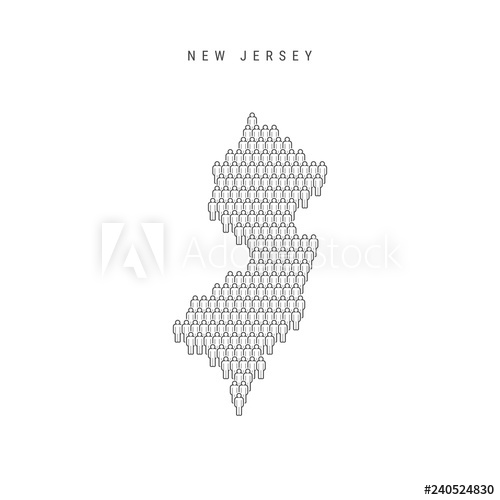 Vector People Map Of New Jersey, Us State Stylized Silhouette 500x500 Vector People Map Of New Jersey, Us State Stylized Silhouette
