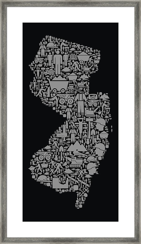 600x1037 New Jersey Mining Industry Vector Graphic Framed Print