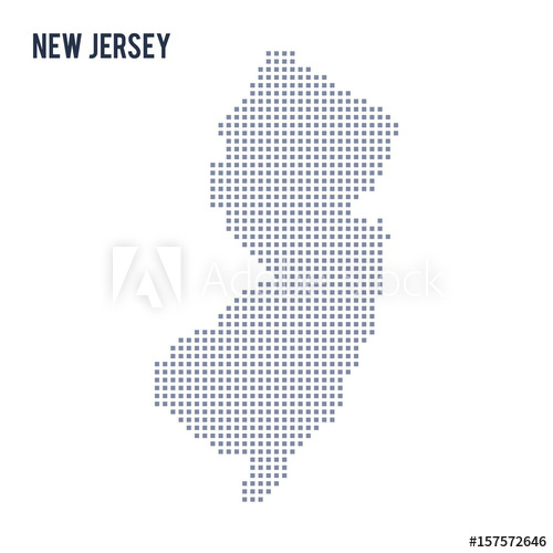 500x500 Vector Pixel Map State Of New Jersey Isolated On White Background