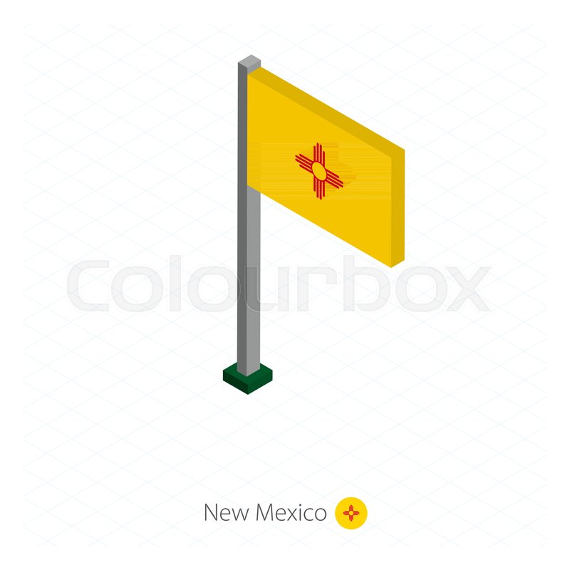 800x800 New Mexico Us State Flag On Flagpole Stock Vector Colourbox