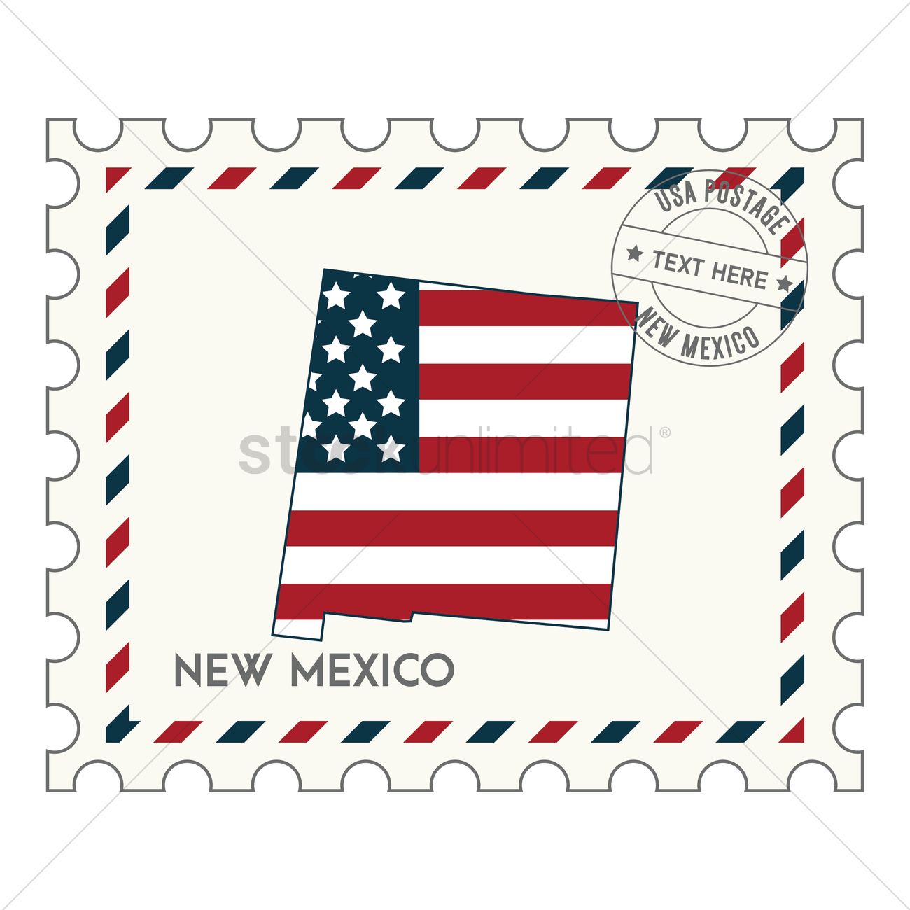 1300x1300 New Mexico Postage Stamp Vector Image
